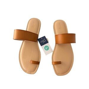 NEW Universal Thread Toe Loop Slide Sandals Size 8.5 Cognac Brown Shoes